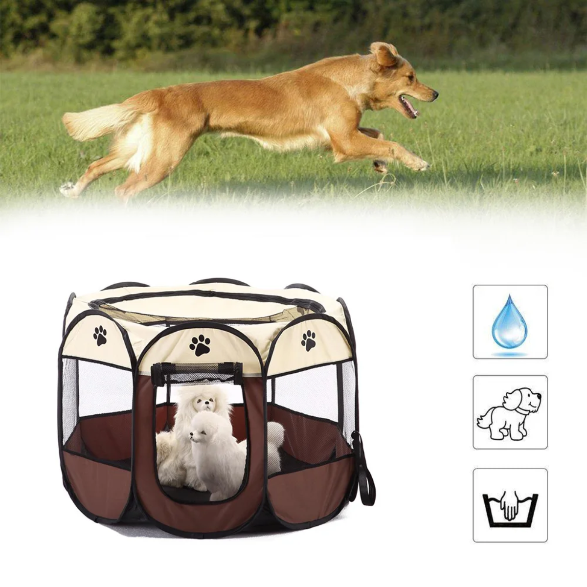 CORRAL PLEGABLE PARA PERROS CÓMODO Y FACIL DE LLEVAR